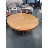 Arthur Brett E X Tending Circular Dining Table With Olivewood Veneers On One Pedestal With Five Legs