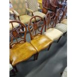 4 X Arthur Brett Mahogany Sunburst Side Chair With Bespoke Assorted Patterned Upholstery George