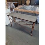 Grey Marble Top Console Table On A Copper Base Height 76cm Width 122cm Depth 38cm