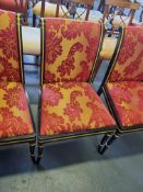 4 X Arthur Brett Ebonised & Gilt Side Chair In Bespoke Red Upholstery Regency-Style Upholstered Back