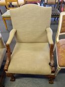 Arthur Brett Mid George II Period Circa 1740 Gainsborough-Style Mahogany Arm Chair In Beige