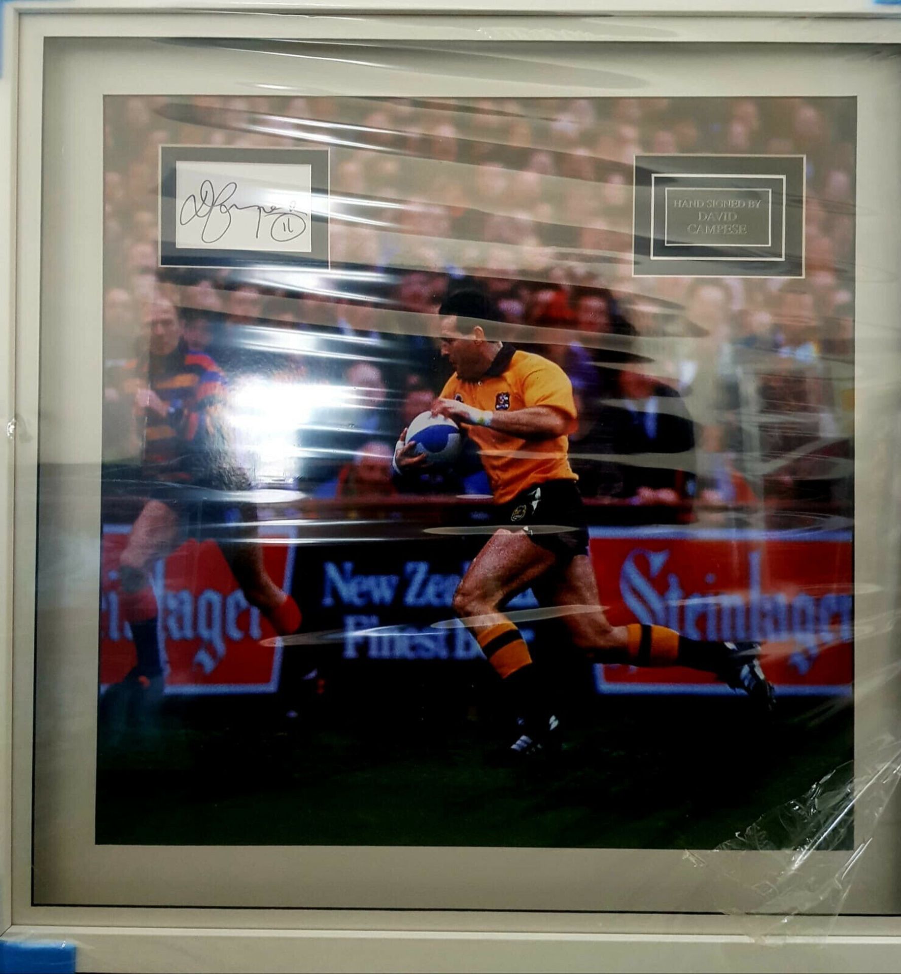 David Campese Signed And Framed Australia Rugby Display Complete With Certificate Of Authenticity