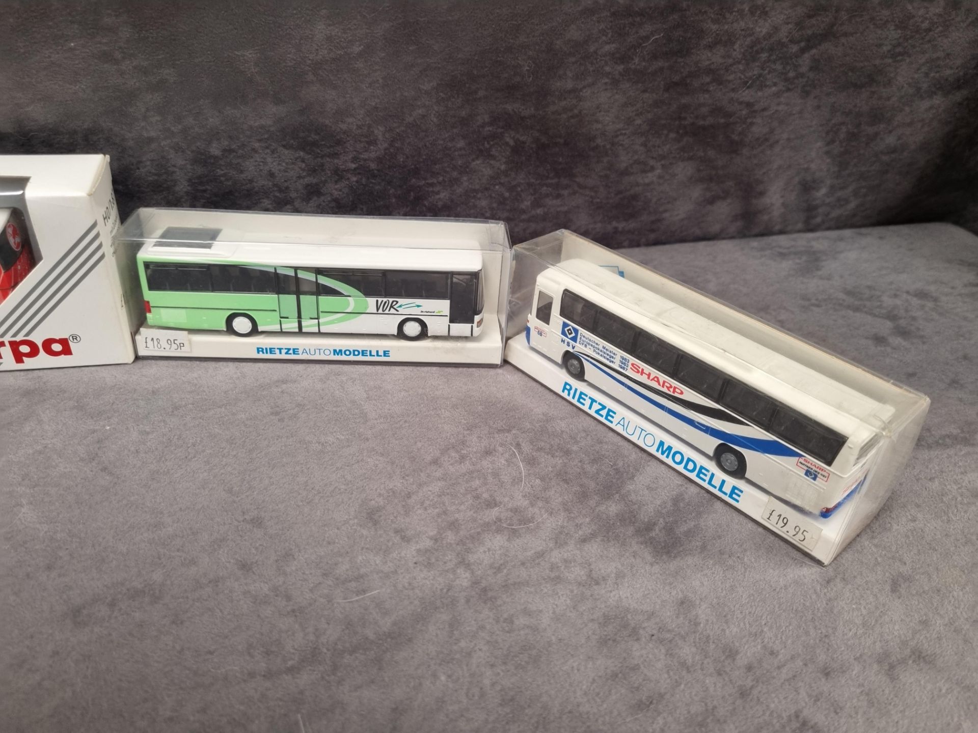 5x Coaches/Buses in boxes comprising of;3x Rietze (#90518 Altdorf/Nbg, #90443 Nurnberg, #8500 - Bild 2 aus 4