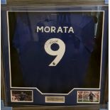 Alvaro Morata Signed And Framed Chelsea Fc Shirt Complete With Certificate Of Authenticity Aftal