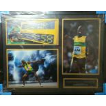 Usain Bolt Signed And Framed Athletics Display Complete With Certificate Of Authenticity