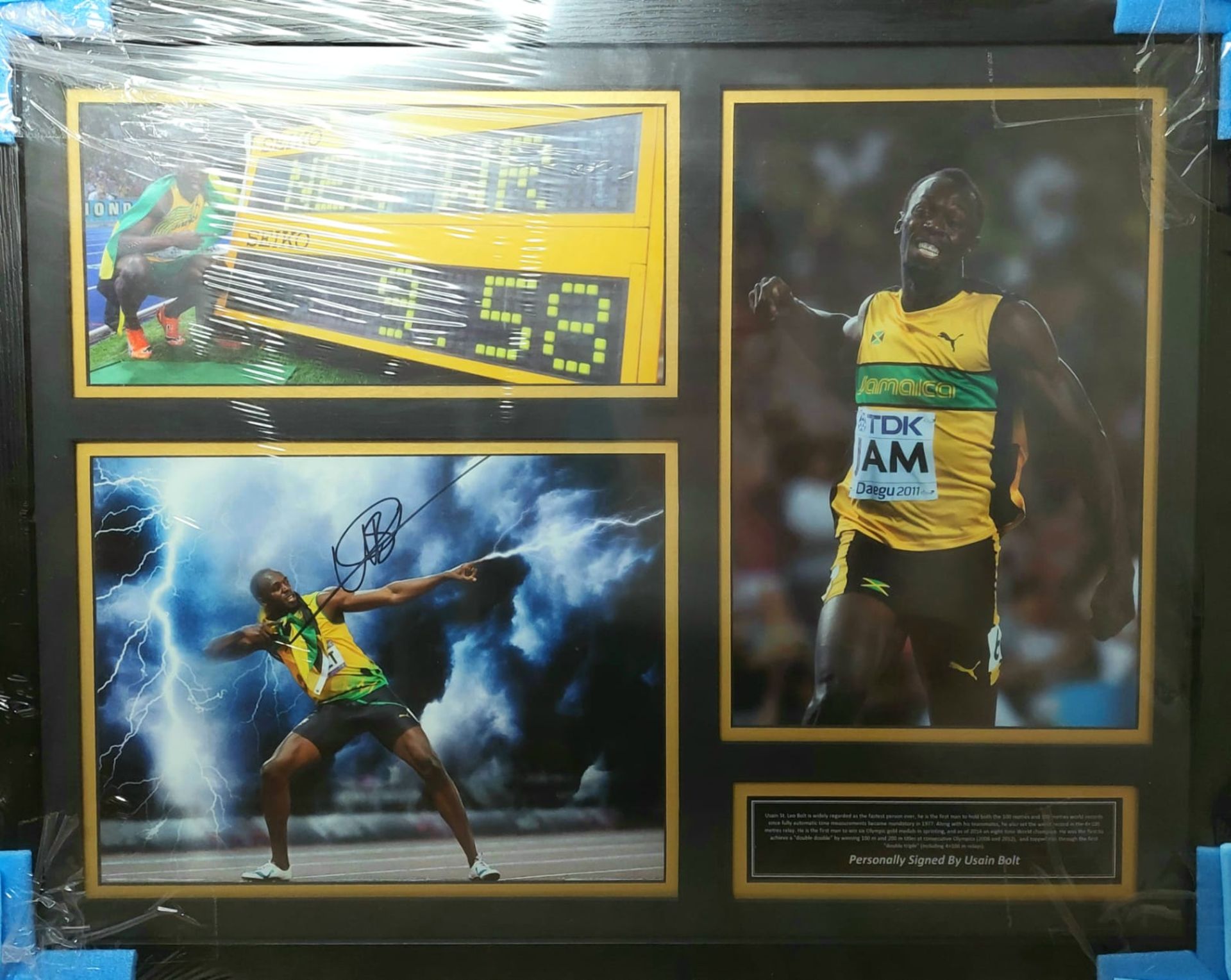 Usain Bolt Signed And Framed Athletics Display Complete With Certificate Of Authenticity