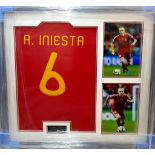 Andres Iniesta Signed And Framed Spain Shirt Complete With Certificate Of Authenticity Aftal