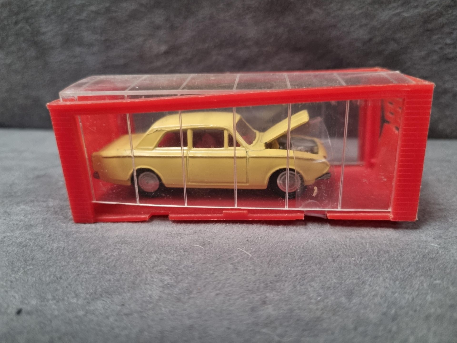 Mini Dinky Diecast #10 Ford Corsair in yellow in case