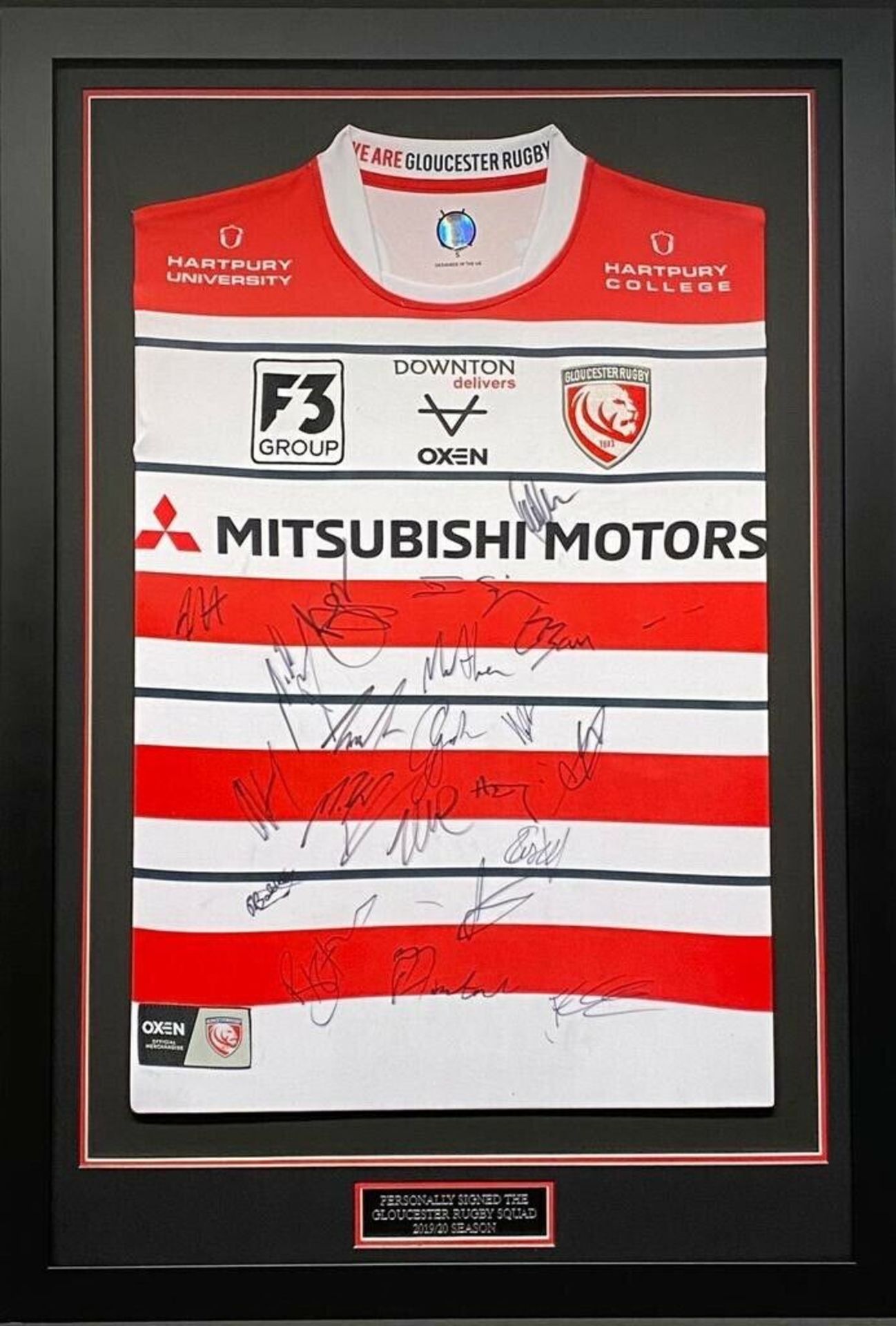 Gloucester Squad Signed 19/20 Framed Shirt Complete With Certificate Of Authenticity