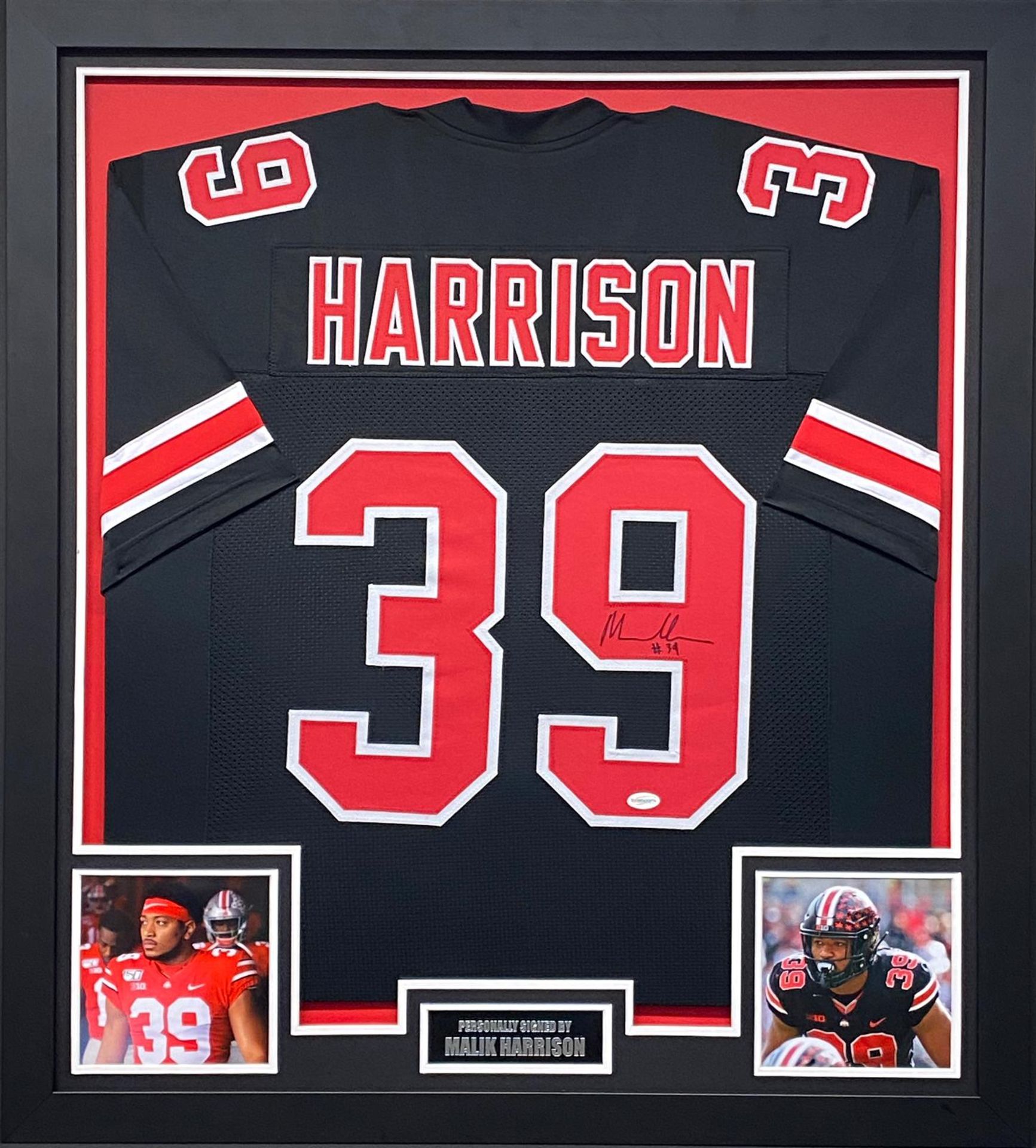 Malik Harrison Signed And Framed Ohio State Jersey NFL Football