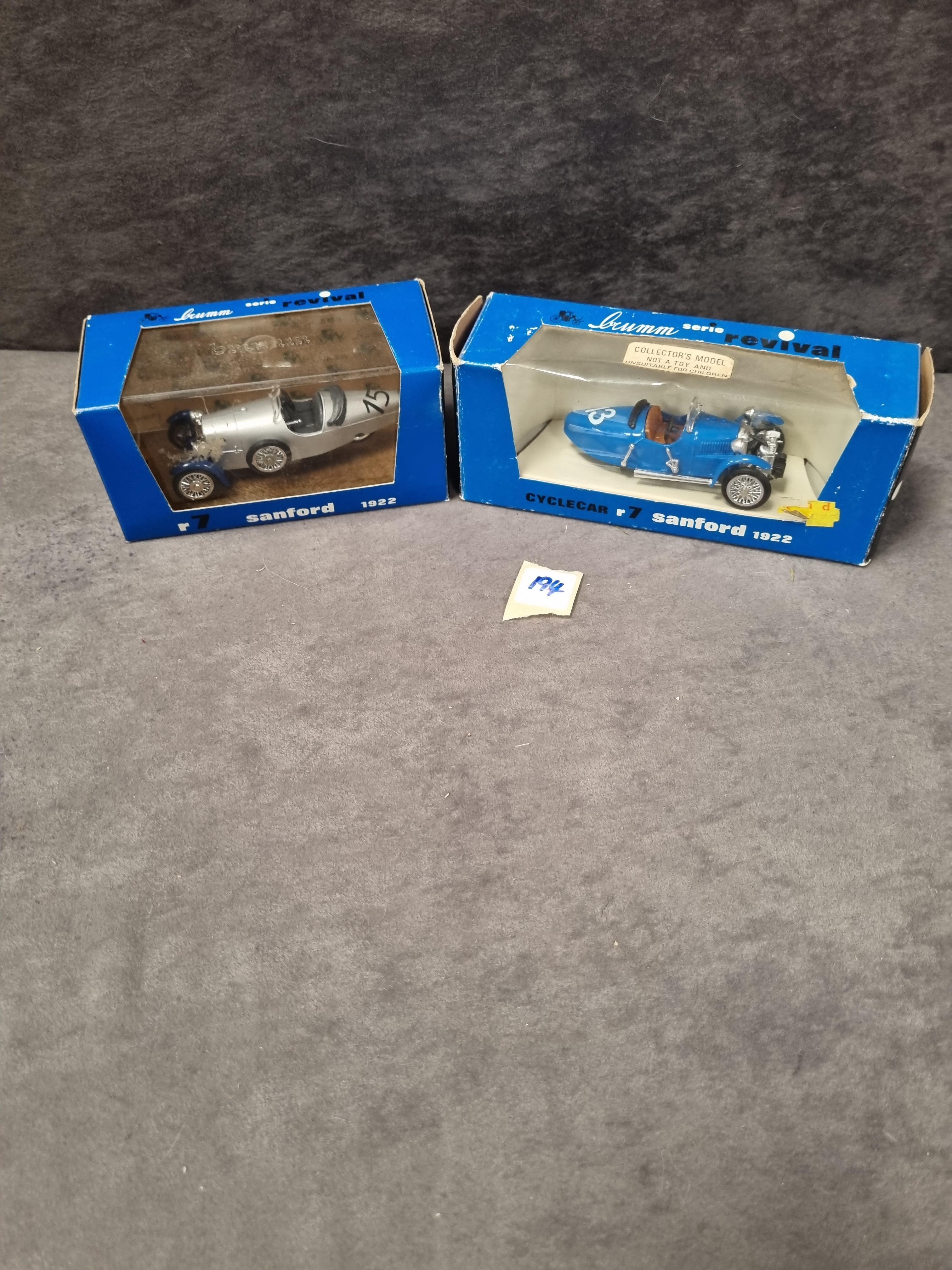 2x Brumm revival cyclecar diecast vehicles#r7 Sandford 1922 in boxes