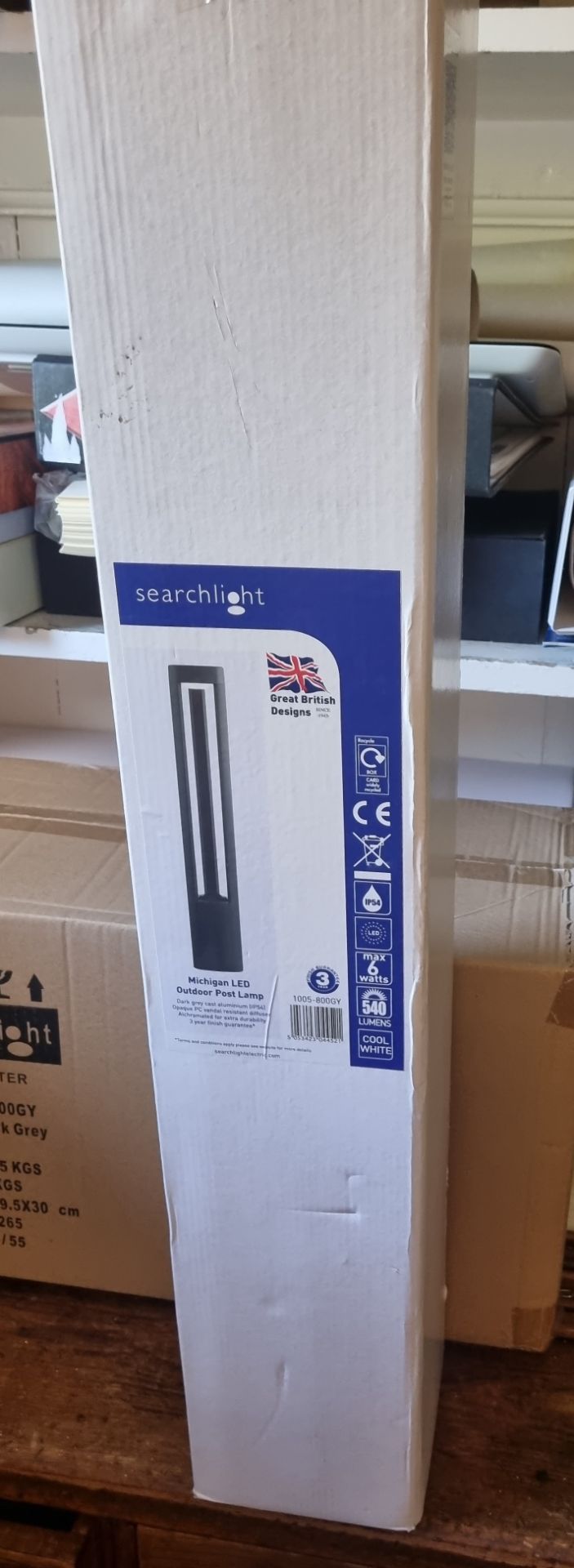 3 x New and Boxed Searchlight 1005-800GY Michigan LED Outdoor Post Lamp In Dark Grey Cast