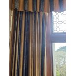 Set Of Lined Gold And Blue Curtains With Pelmet Drop 2700mm Width 4400mm