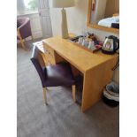 Pine Desk With 3 Drawers And Side Chair With Purple Upholstered Chair 1100 Mm X D 720 Mm H 750mm (