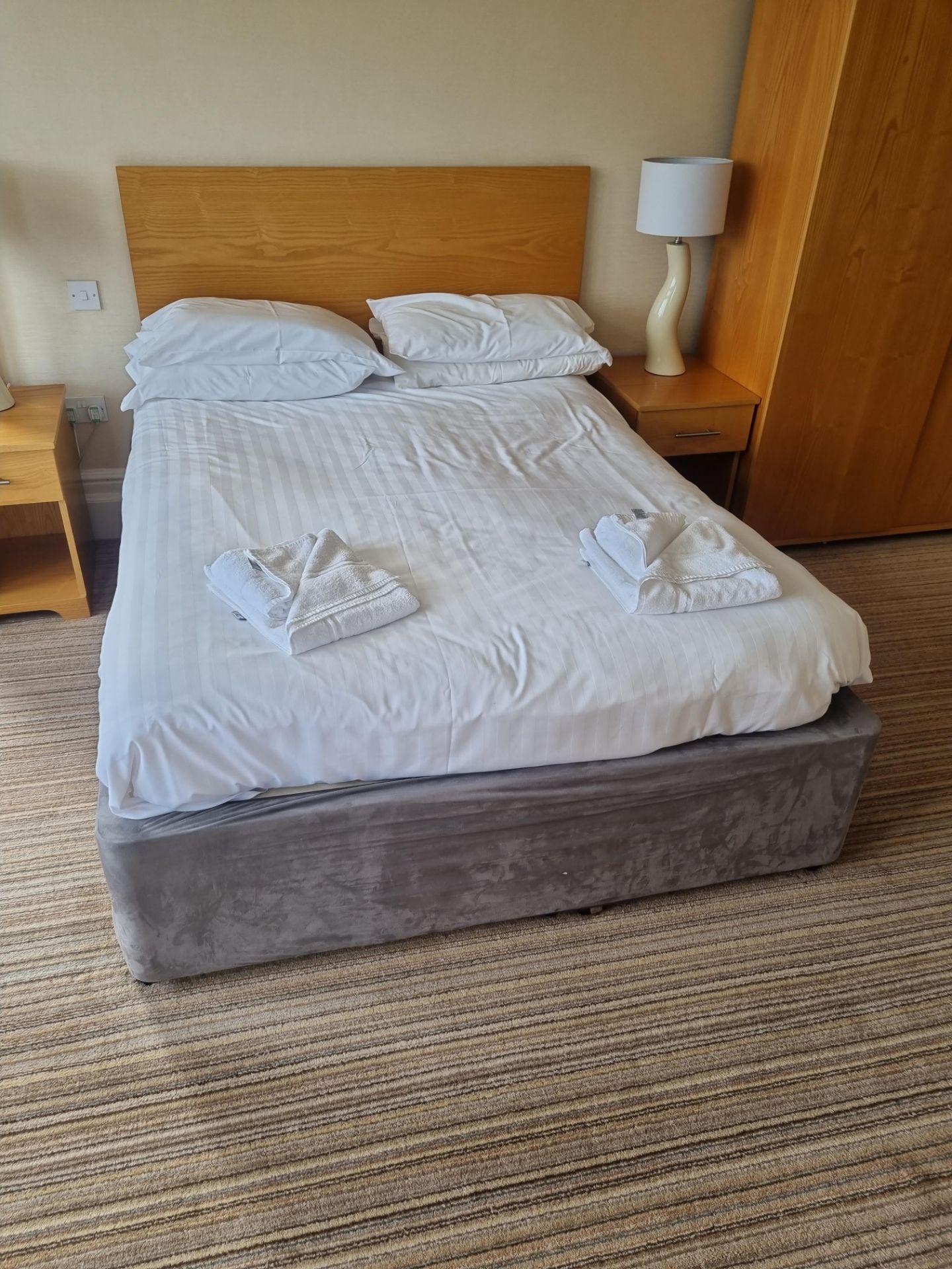 Double Divan Bed With Mattress D with pine headboard 1900mm W 1500mm (10) - Image 2 of 2