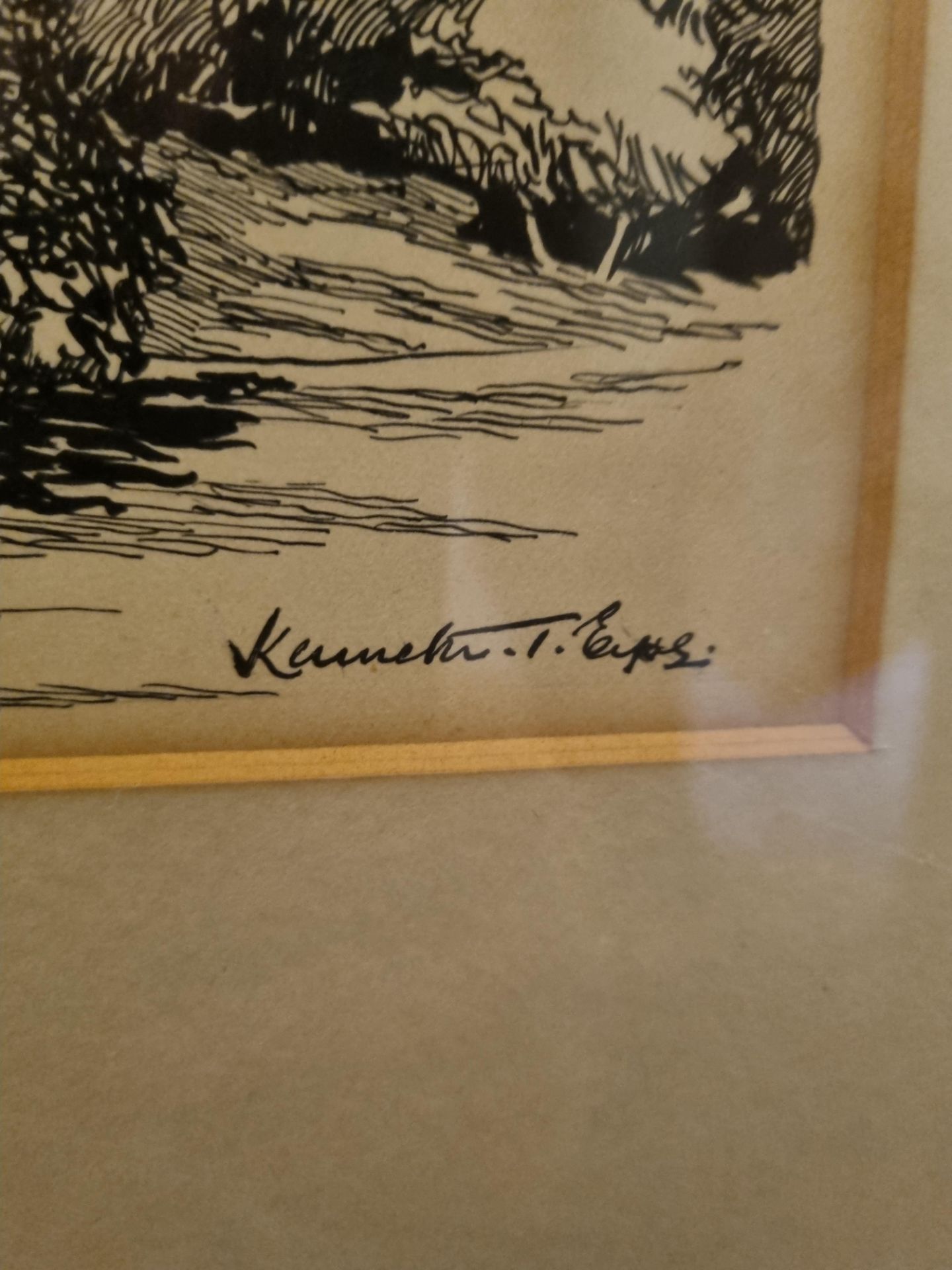 Framed Kenneth T Eyre Signed Art In Black Frame 520mm x 420mm - Image 2 of 2