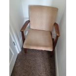 Wooden Beige Upholstered Arm Chair W 590mm D 460mm H 780mm (49)