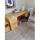 Pine Desk With 6 Drawers And Side Chair With Purple Upholstered Chair 1480 Mm X D 560 Mm H750mm (4)