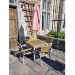 Minsk Grey/Natural Aluminium/Teak Wood Outdoor Patio Dining Table 800 x 800 x 720mm complete with