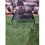 Finsbury black coffee table wiith smoked glass top W700mm D 700mm H 350mm (SR30)