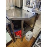 Stainless Steel Corner Table With Backsplash And Undershelf W 850mm D 900mm H 970mm