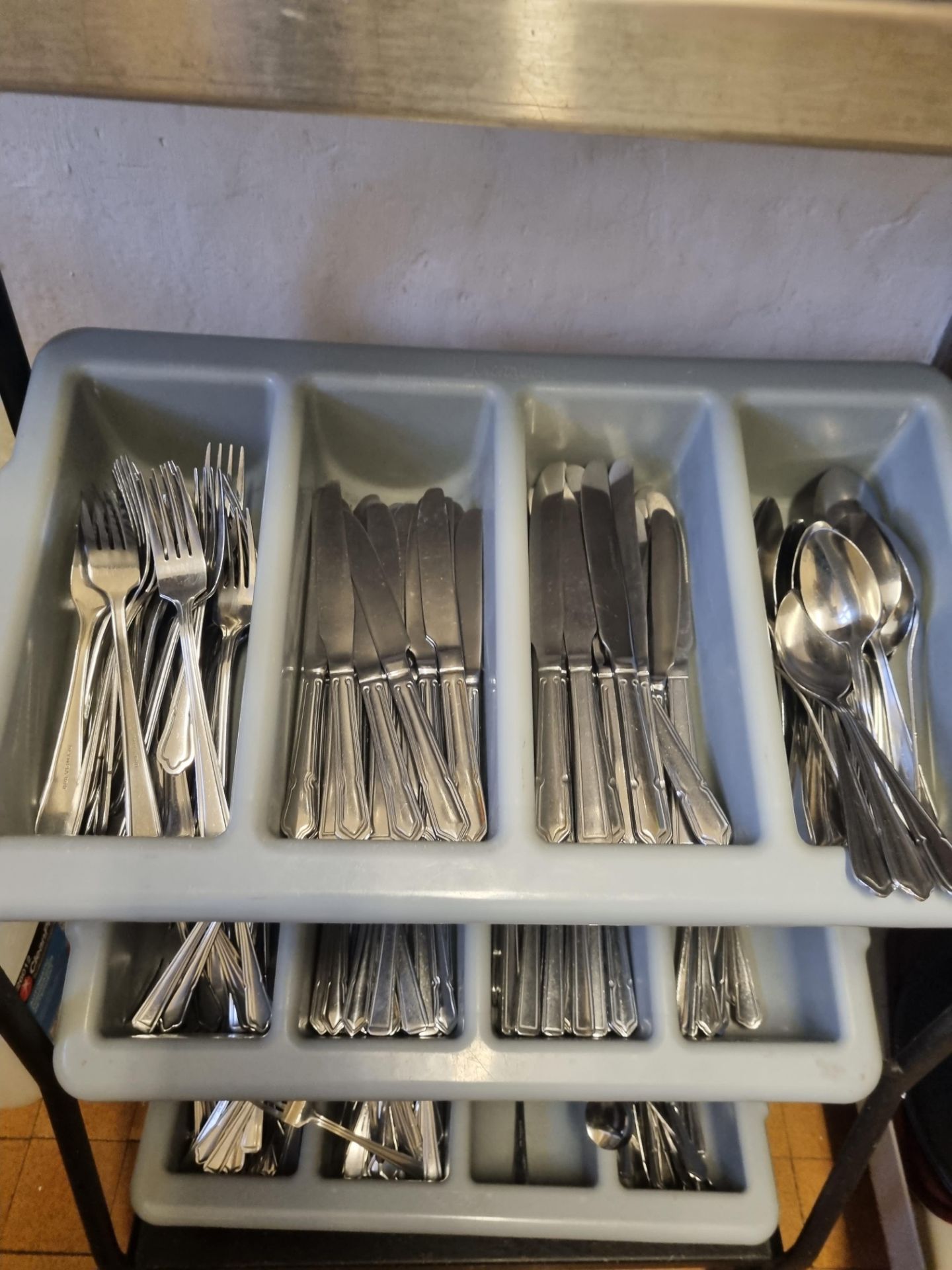 Large Quantity Of Stainless Steel Cutlery as photographed