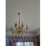 Dutch style Brass 12 Branch Chandelier D 1200mm W 600mm