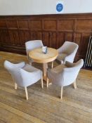 A Pair Of G Furniture Beige Arm Chair On Wooden Legs W 550mm D 420mm 740mm