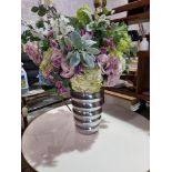Silver Metal Vase with Artificial Flower display D150mm x H330mm(SR15)