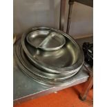 A Quantity Of Various Sized Stainless Steel Platters