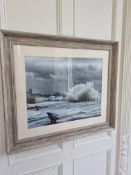 Print Of The Local Area In White Washed Wooden Frame W 620mm H 720mm
