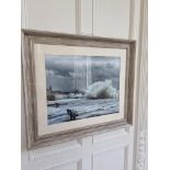 Print Of The Local Area In White Washed Wooden Frame W 620mm H 720mm