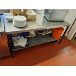 Stainless Steel Topped Table With Undershelf W 1740mm D 970mm H 850mm