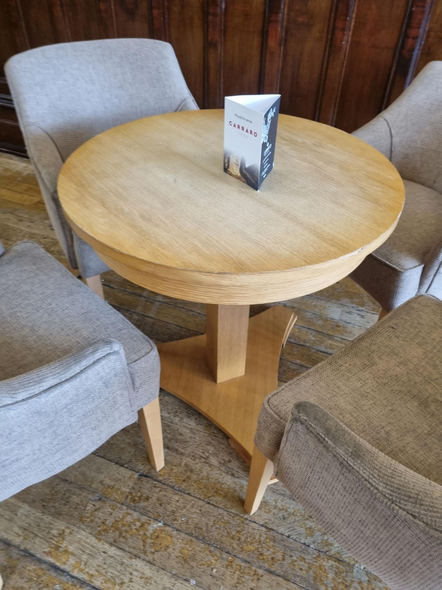 Pine Lounge Table With Single Pedestal D 700mm X H 700mm