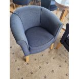 2x G Furniture Blue Tub Chair On Wooden Legs W 750mm D 480mm 800mm