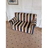 G Furniture Beige/Brown/Blue Striped Two Seater Sofa The Chesterfield 1930's Classic Style Sofa. The