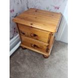 2x Pine 2 Drawer Bedside Cabinet W 450mm D 390mm H 480mm (49 and 51)