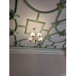 A Pair Of Brass 5 Branch Chandeliers With White Globe Shade Drop 700mm Diameter 500mm