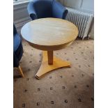 2x Pine Lounge Tables With Single Pedestal D 700mm X H 700mm