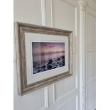 Signed Print Of pebbles and ocean In White Washed Wooden Frame W 510mm H 610mm