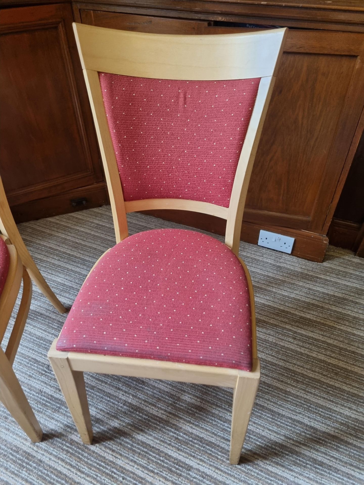 4x MAS Furniture Contracts Ltd Pine Chairs With Red Upholstered Seat And Back W 430mm D 400mm 930mm - Bild 2 aus 3