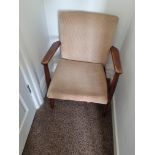 Wooden Beige Upholstered Arm Chair W 590mm D 460mm H 780mm (43)