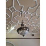 Brass Hanging Pendant With Dome Glass Shade Drop 1300mm W 400mm