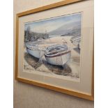 Wall Art titled Sun Lit Harbour St Ives By Nicola Tilley 2/950 In Pine Frame 480mm x 430mm