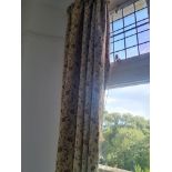A Pair Of Beige Floral Print Lined Curtains With Tie Backs D 2200mm W1400mm (13)
