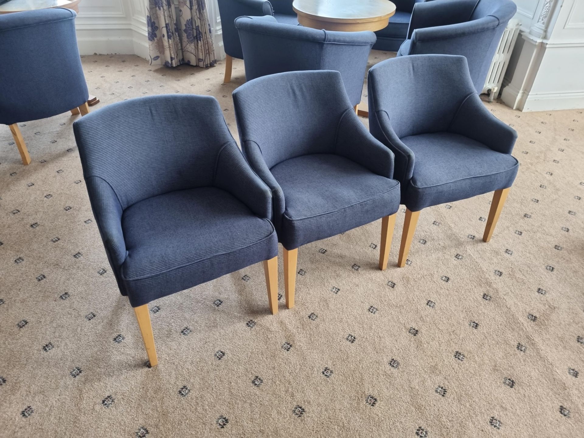 3x G Furniture Blue Arm Chair On Wooden Legs W 550mm D 420mm 740mm - Image 2 of 2