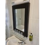 Dark Wooden Framed Bathroom Mirror With Glass Wall Mounted Undershelf W 500mm L 700mm (6)