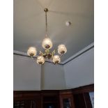 Brass 5 Branch Chandeliers With White Frosted Glass Shade Drop 1400mm Diameter 600mm