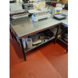 Stainless Steel Topped Table With Undershelf W 1120mmm D 1120 H 800mm