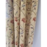 A Pair Of Beige Floral Print Lined Curtains With Tie Backs D 2500mm W1600mm (14)